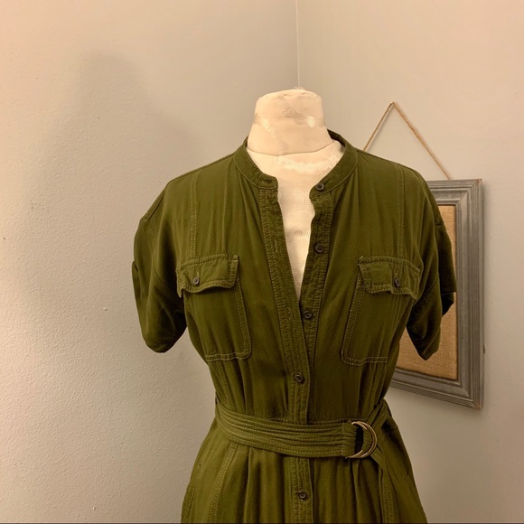 Sold Ann Taylor Loft MIDI-long  belted dress pockets - Picture 3 of 11